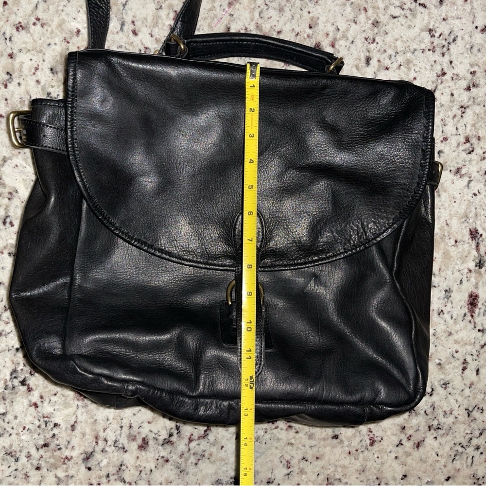 Vintage 90s Gap Black Leather Messenger Bag Brass Style Hardware Men’s Retro Y2K - Picture 12 of 16